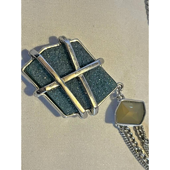 Kenneth Cole Necklace Pendant 'Druzy' Silver Tone - Picture 2 of 4